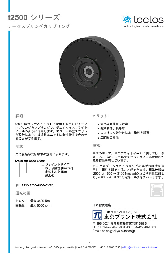 Tectos t2500シリーズ　アークスプリングカップリング（ダンパーカップリング）